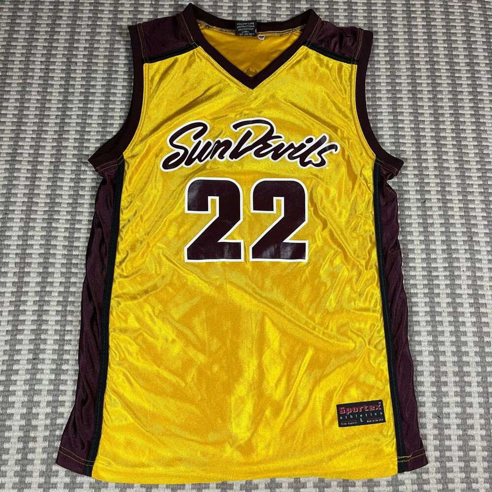 Arizona State Sun Devils 22 NCAA Sportex Athletics Basketball‎ Jersey Men’s Sz L